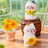 Micro Landscape Ornament with Cute Cat And Sunflower Miniature Figurines Pastoral Healing Scene Ornament for DIY Dollhouse