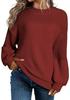 Women's Lantern Sleeve Round Neck Pullover Sweater