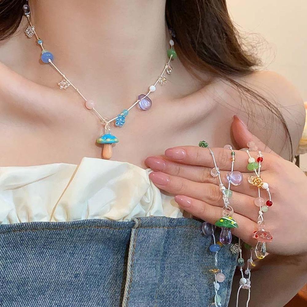 

Transparent Dopamine Colored Bow Necklace Sweet Women Neck Accessory Summer Style 4