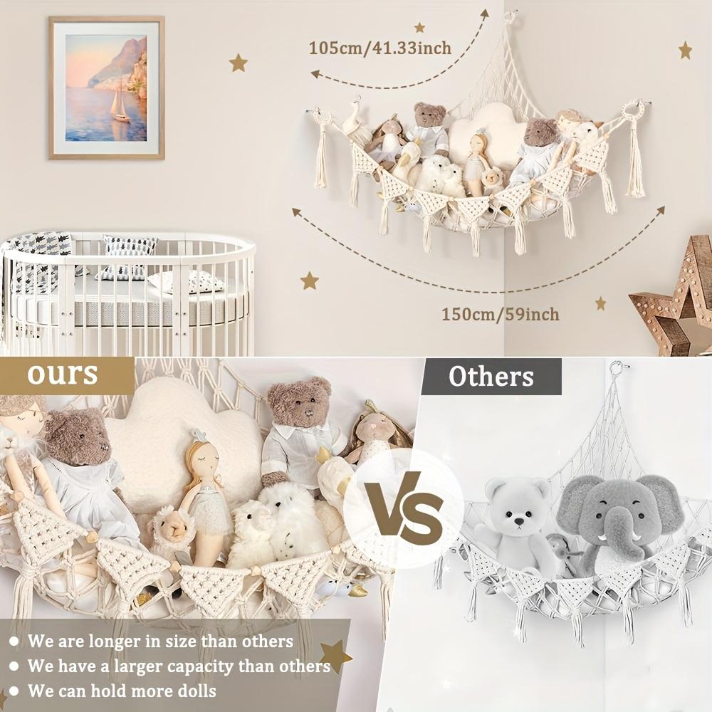 

Plush Animal Toy Storage Hanging Bed - Fringe Large Doll Corner Plush Animal Organizer and Decorative Item светло-желтого