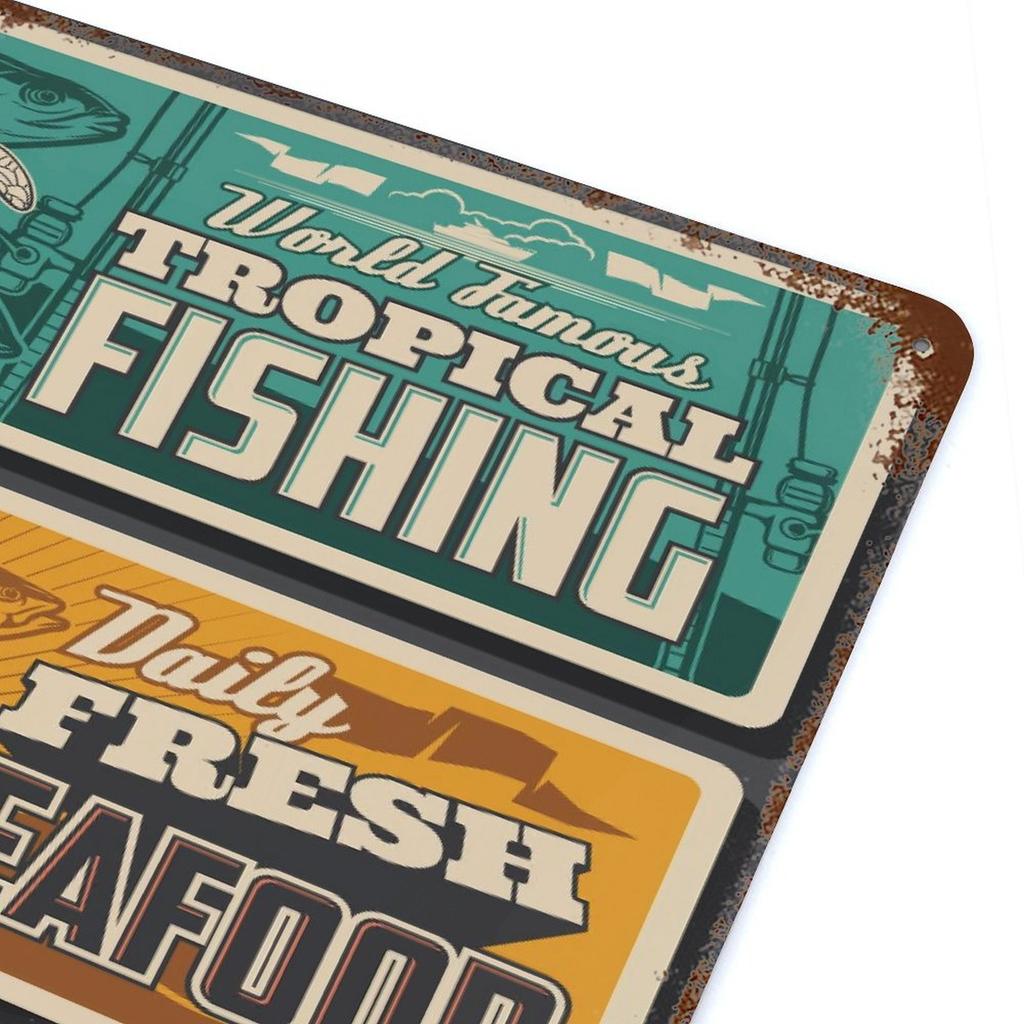 1-Pack Antique Style Metal Plaque, 20×30cm and 30×40cm, Shabby Rust Decor for Office, Kitchen, Living Room or Garage