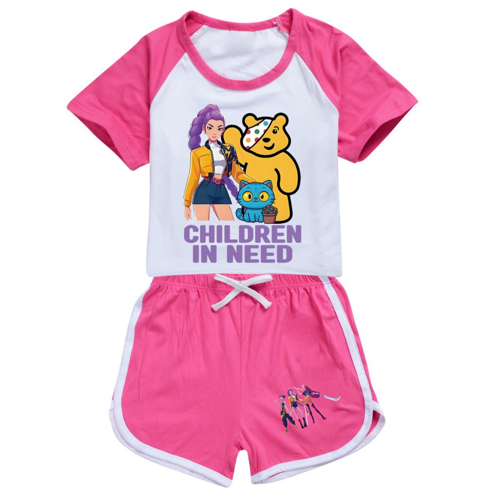 5120 Kids Girls POP Rumi Zoey Mira Print T-shirt Shorts Sport Tracksuit Clothes Set