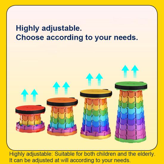 Folding Stool with Carrying Handle Height Adjustable Retractable Stool Heavy Duty Outdoor Camping Picnic Fishing Collapsible Telescoping Chair