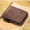 Men's Large Capacity Short Wallet Fashion Retro Trifold Zipper Multi-Card Holder with Chain Accessory