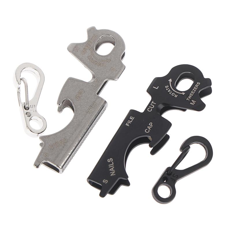 1Pc Stainless Steel Keychain Hook Plier Nail File Bottle Driver Screwdriver Bottle Opener For Outdoor Camping Survival Gear Tool