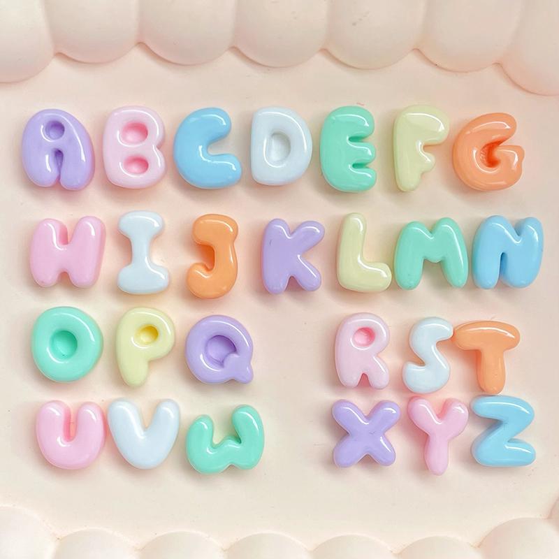 Resin Alphabet Letter Charms 26Pcs Cute Bubble Design Pastel Full A-Z Set for DIY Necklace Bracelet Friendship Gifts