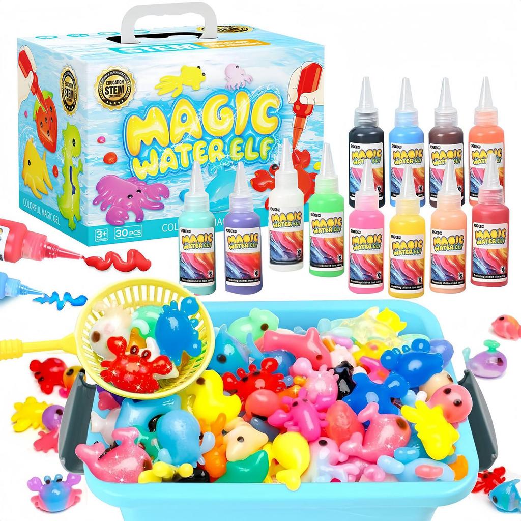 Cross Magic Water Gel Toy Set: Handmade DIY Watercolor Doodle with Magical Water Babies.