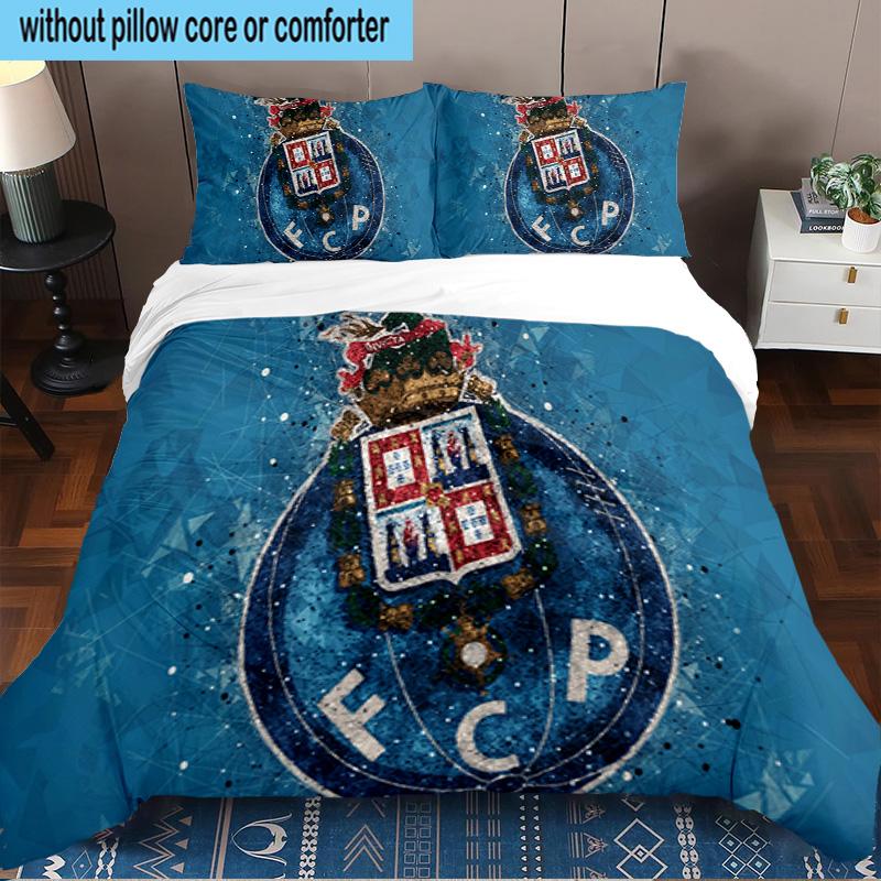 3PCS Fc Porto Crest Design Printed Bedding Set, Includes A Duvet Cover and Two Pillowcases for Bedroom, Suitable for All Seasons