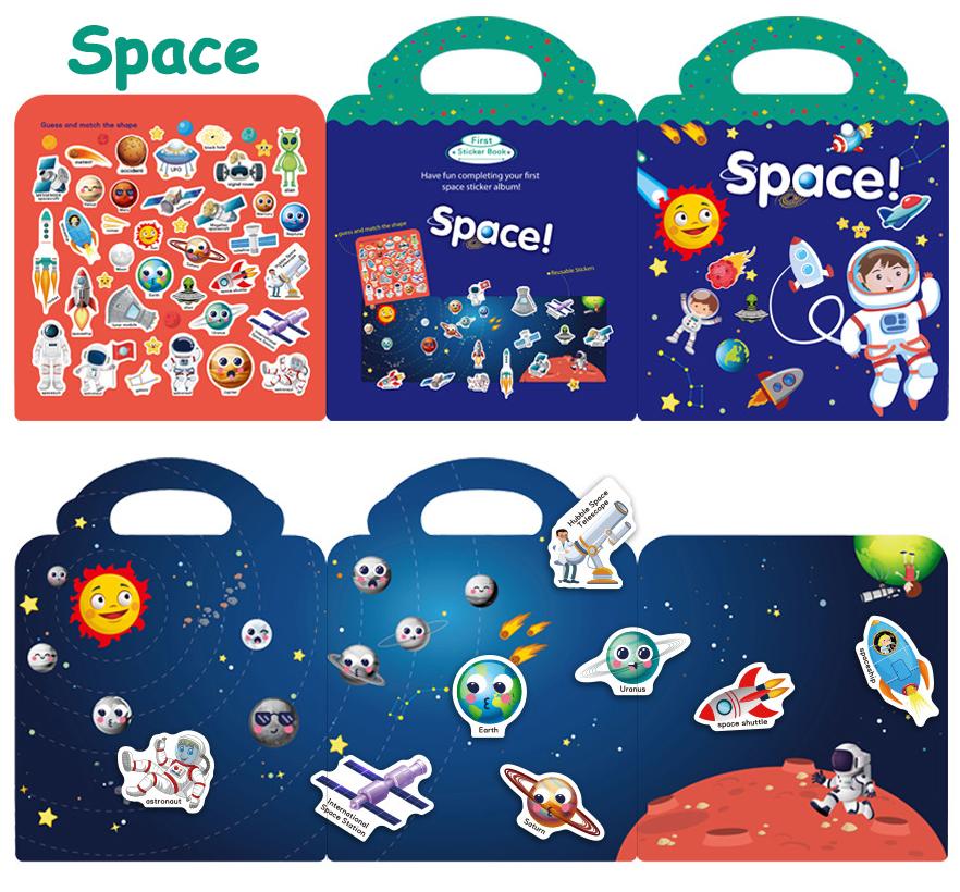 Kids Reusable Sticker Book Multiple Scenarios Cartoon DIY Puzzle Educational Cognition Learning Toys for Child Age 2-4 Gift