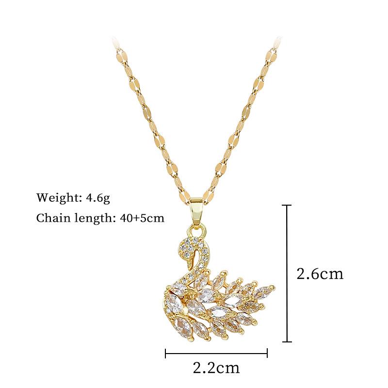 Stainless Steel Chain Necklaces for Women Luxury Bling Zircon Swan Pendant Necklace Classic Swan Jewelry Accessories Gifts