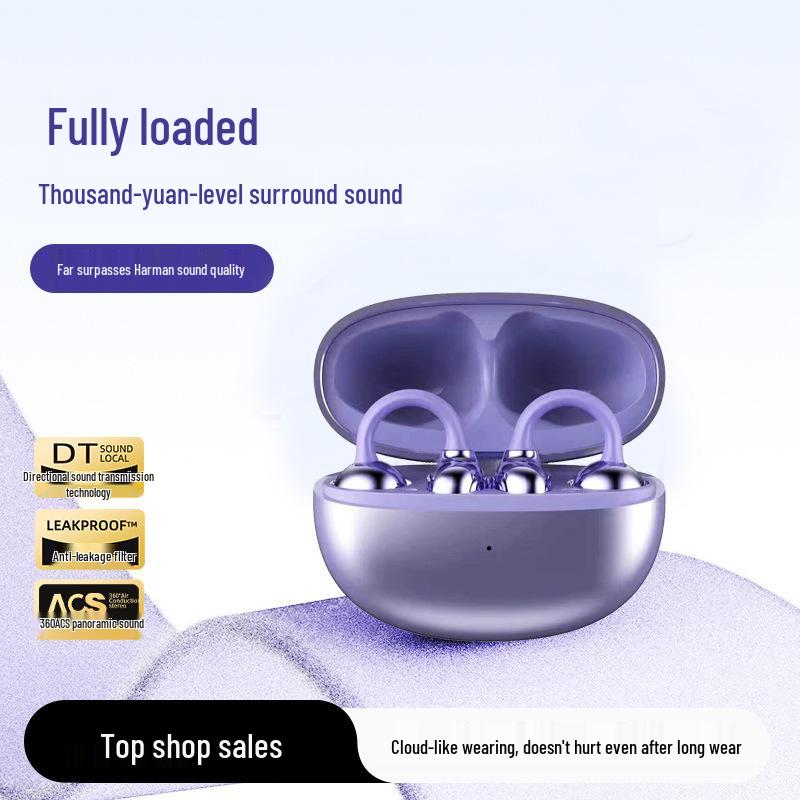 OWS Wireless Bluetooth Ear Clip-On Headphones: Long Battery Life, Low Latency, Ideal for Sports and Gaming