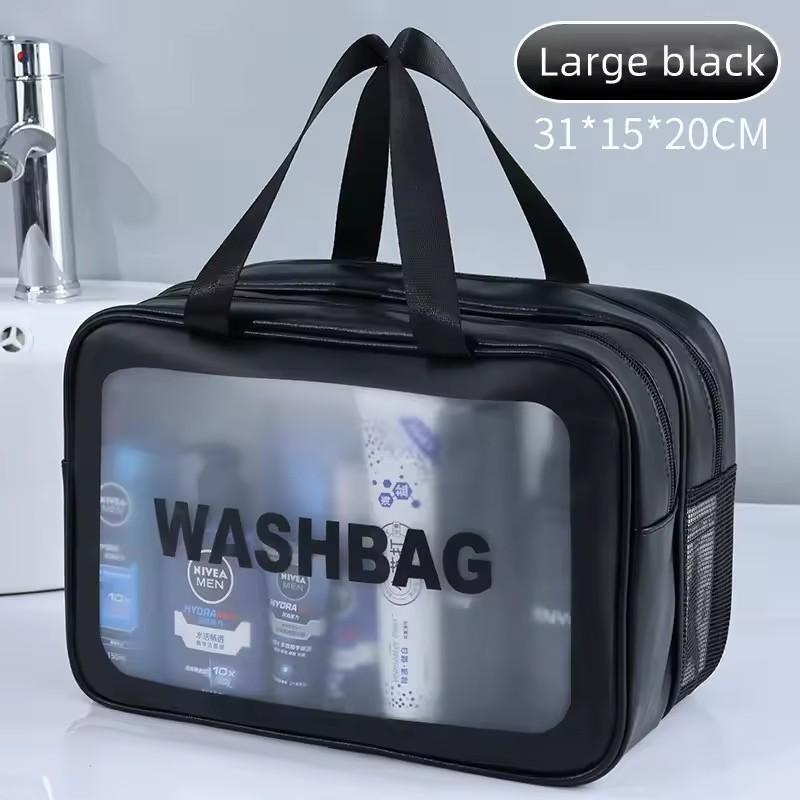Dry-wet Separation Double Transparent PU Makeup Bag Portable Washing Bag Cosmetic Storage Bag Travel Fitness Swimming Essentials