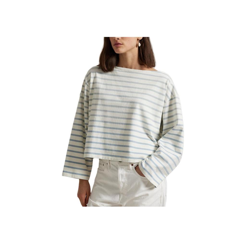 Polo Ralph Lauren Camiseta de Marinero de Algodón a Rayas Holgada para Mujer tops Azul Blanco WMPOKNINC020208-400