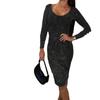 Autumn and Winter Women's Solid Color Long Sleeve Slim Dress