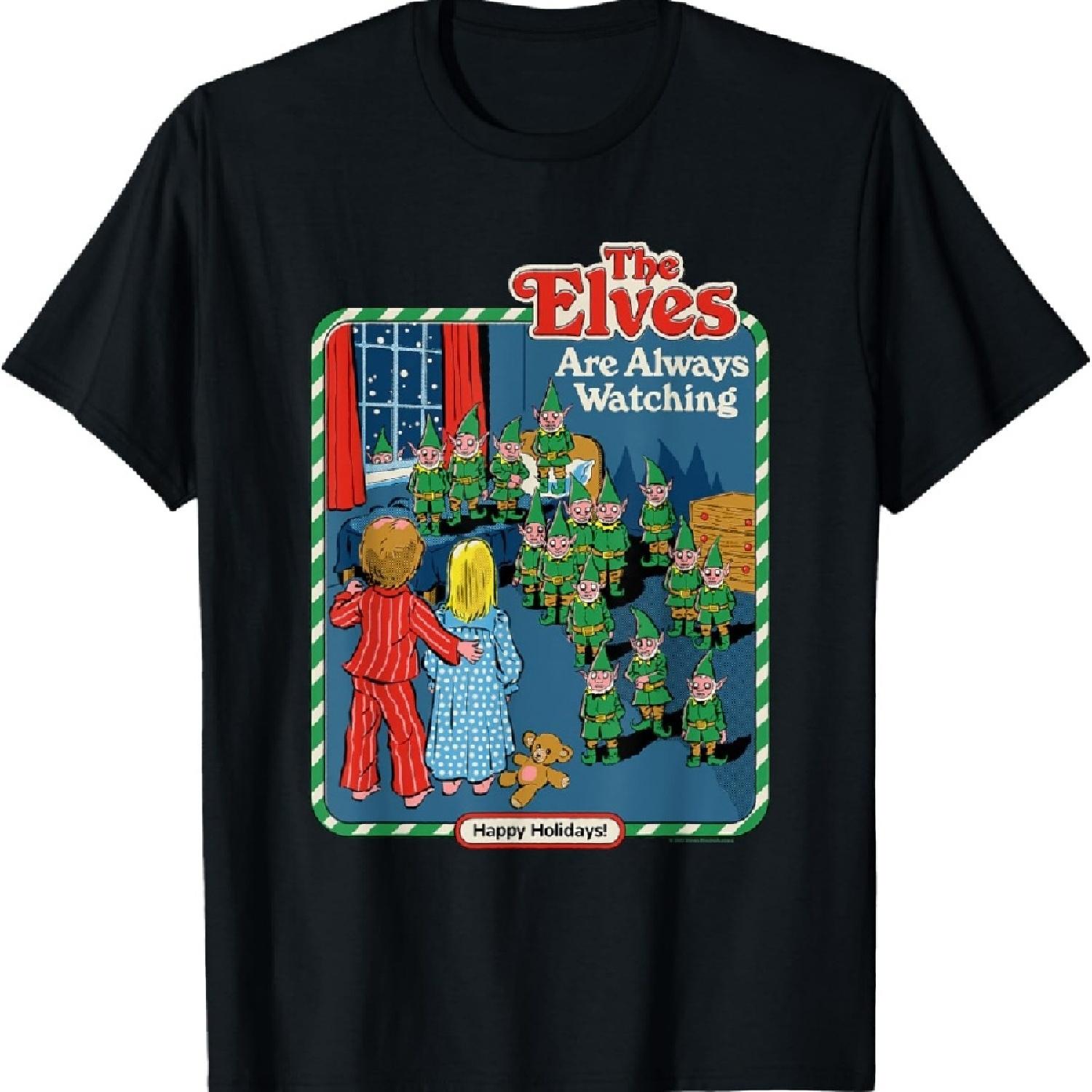 

Elves Are Always Watching Retro Dark Humor T-Shirt XXXXXL чорний
