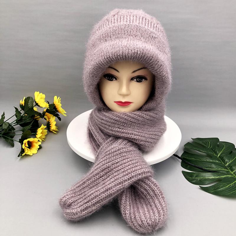 Frauen Winter Gestrickte Kapuze Hut Schal Kappe Dicke Warme Outdoor Stilvolle Schal Hüte Weibliche Herbst Headwear Mädchen Mode Elastische Mützen