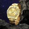 Mode Herren Edelstahl Uhren Luxus Gold Quarz Armbanduhr Kalender Uhr Männer Business Casual Uhr Armband