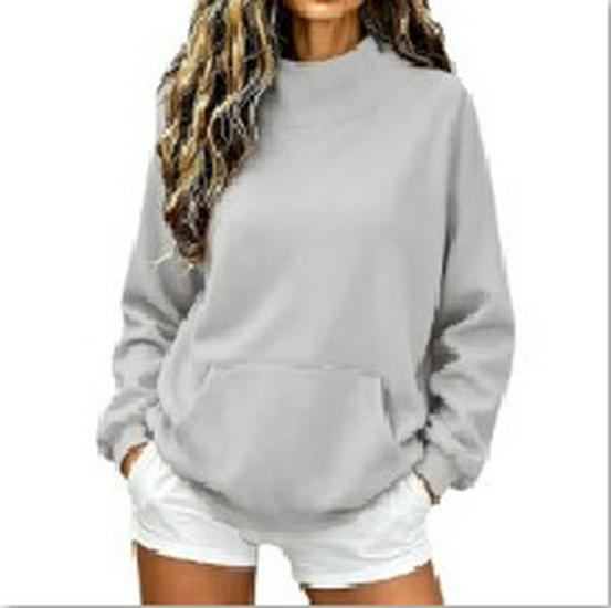 2026 Einfarbiger Damen Herbst Winter Lockerer Rundhals Langarm Hoodie