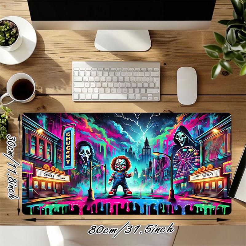 1Pc Cyberpunk Horror Circus Gaming Mouse Pad Keyboard Desk Mat Non-slip Rubber Lock Edge Waterproof Computer Mousepad for Office Home Decor S199