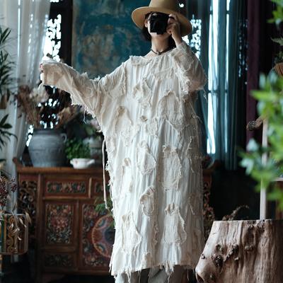 Vestito da donna vintage in patchwork di cotone con scollo a V, maniche lunghe, abiti primaverili in stile cinese di alta qualità