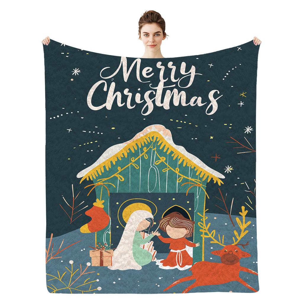 Christmas Series digitalprinted polyester Bedroom velvet flannel soft sofa cover blanket Fleece soft sofa cover blankets