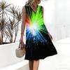 Plus Size V Neck Sleeveless Forest Valley Stream Watercolor Print For Country Leisure Vacation