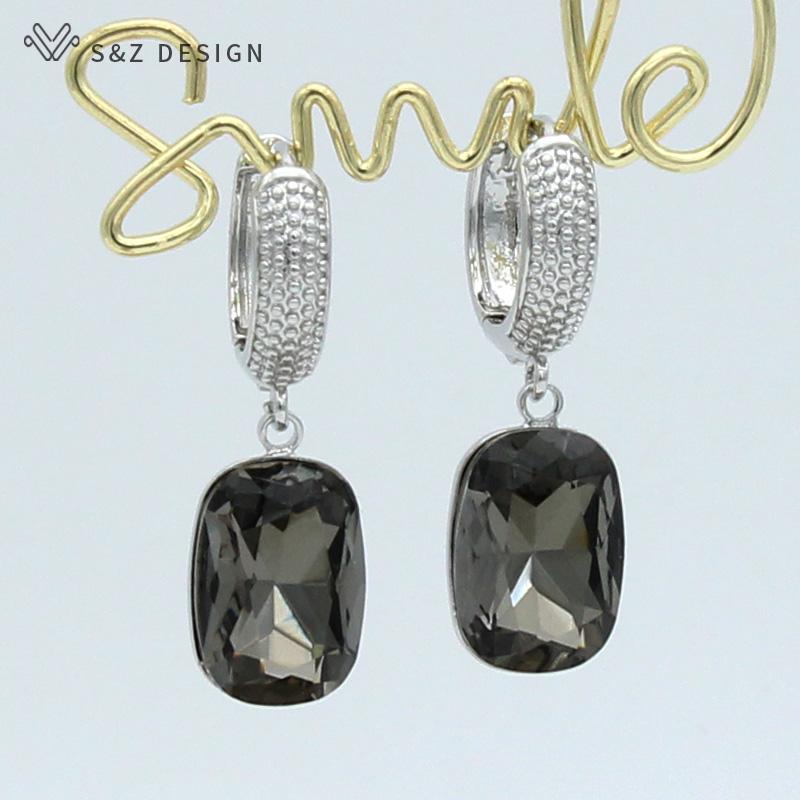 Klassische Schlichte Rechteckige Kristall-Hängeohrringe Für Damen Hochzeitsschmuck Roségoldfarben Party Mode Elegant Ohrhänger