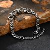 Punk Rivet Twisted Chain Stainless Steel Bracelet, Silver Color Chunky Wrist Chain Hip Hop Fashion Jewelry for Men Boys
