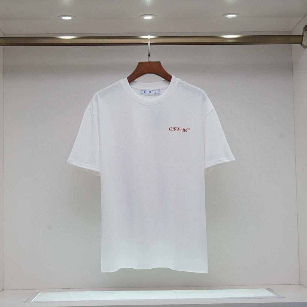 2061 Off-White Letnia Męska i Damska Bawełniana Koszulka z Nadrukiem Oversize Street Wear