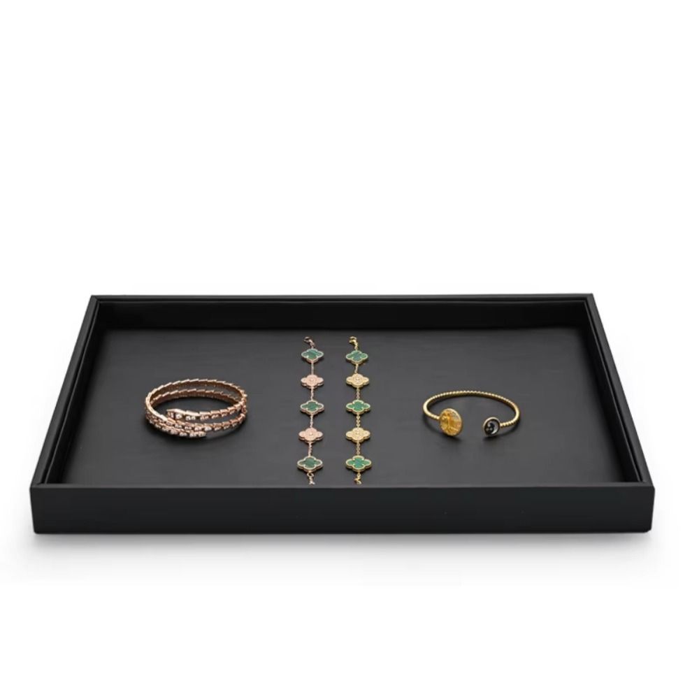 Czarna Taca Ekspozycyjna na Biżuterię Wielokomorowa Organizer do Przechowywania Bransoletek Komoda