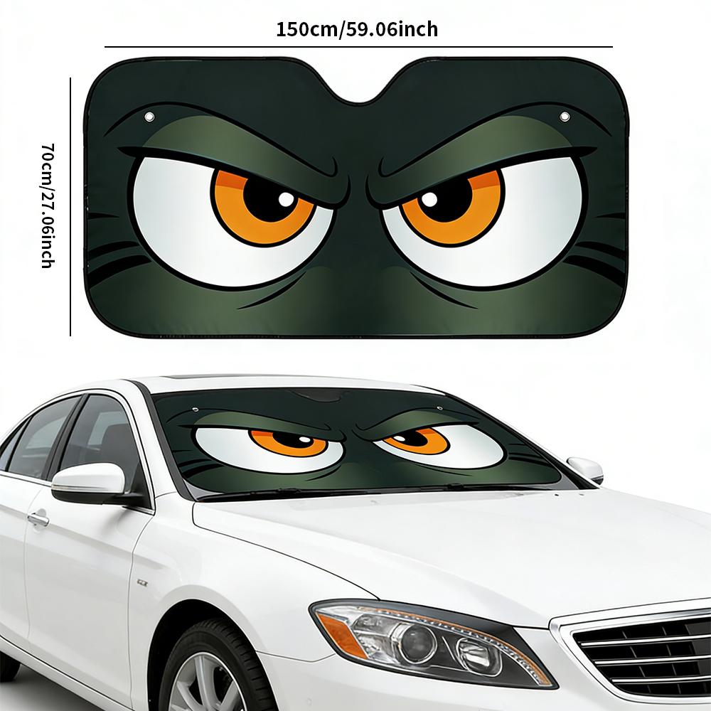 Cartoon Angry Eyes Car Windshield Sun Shade Universal Car Windshield Sun Visor Car Accessories Decoration