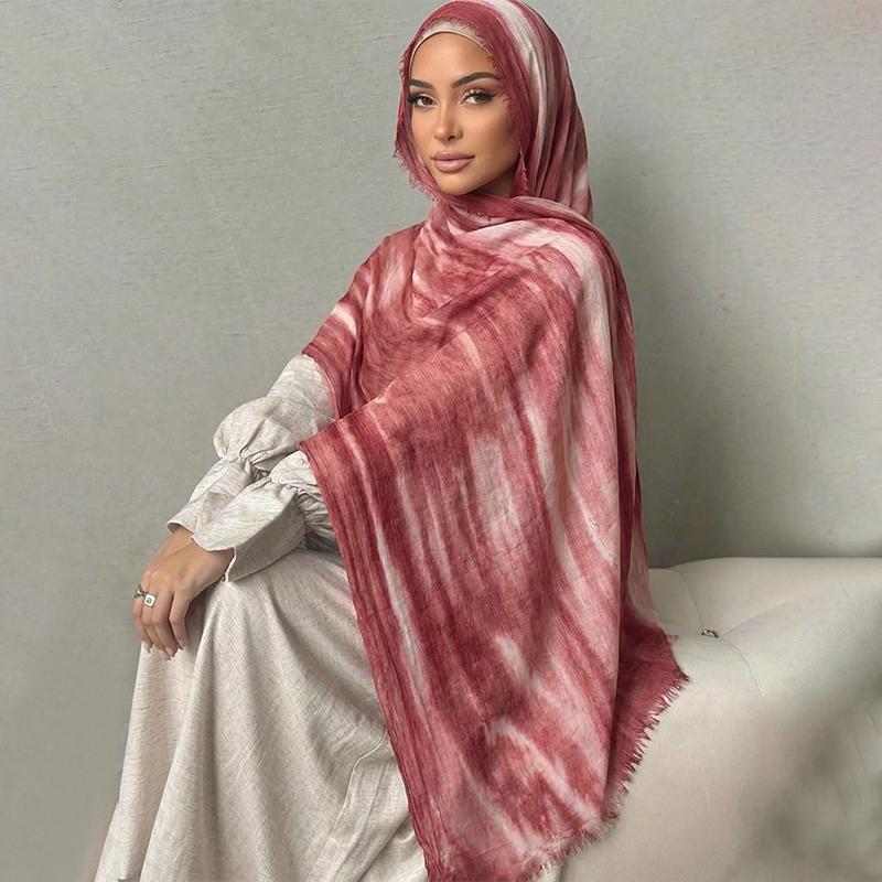 Ramadan Watercolor Modal Hijab Women Bohemian Watercolor Soft Muslim Hijabs Floral Breathable Shawl Wrap Scarf Headscarf Warm