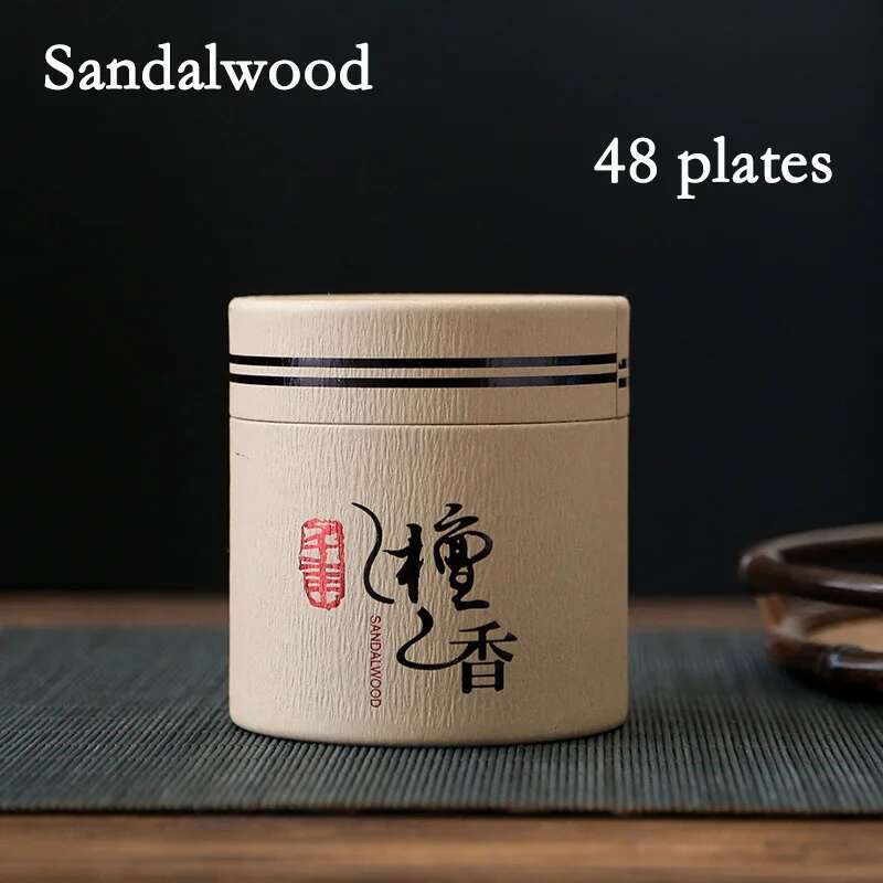 4 Hours 20/48/72/120 Plates Coil Incense Natural Sandalwood OUDH Fragrant Buddha Yoga Refreshing Cense Small Business Supplies