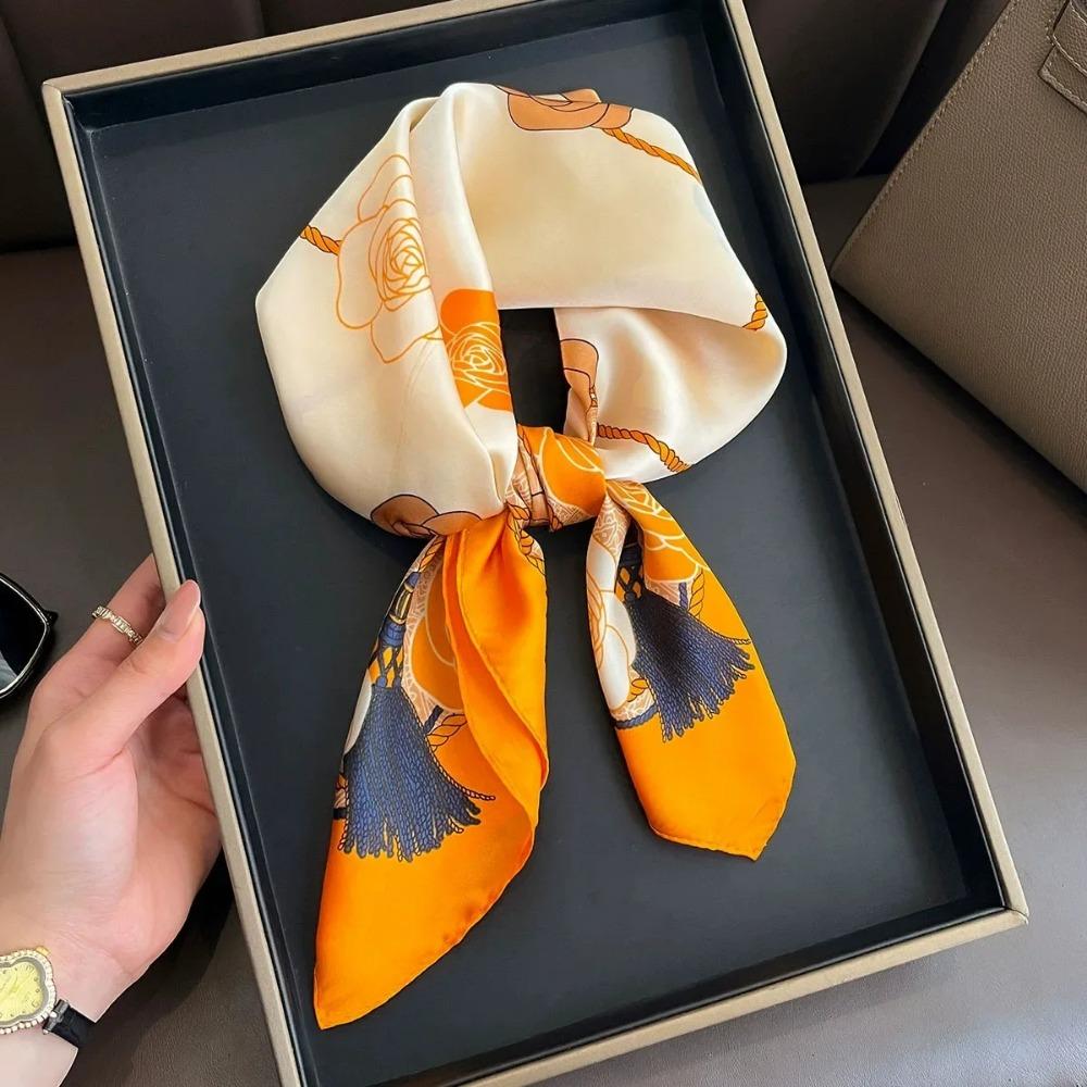 Fashion Luxury Brand 70cm Silk Feel Square Scarf Women Neck Tie Female Hair Bandana Headkerchief Shawl Wrap Hijab Echarpe