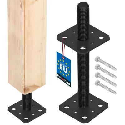 Kotarbau® Base Regolabile in Acciaio a Vite per Gazebo e Pensiline Filettatura M24 Antracite 80 X 250 Mm