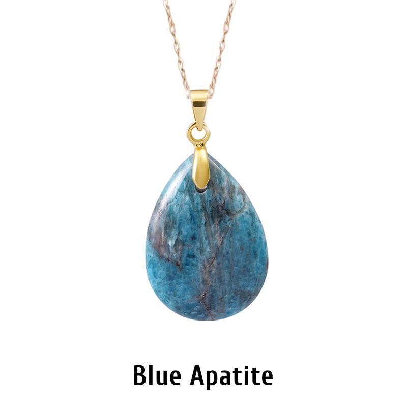 New Fashion Natural Stone Crystal Pendant Teardrop Simple Pendant Necklace Earrings Making Jewelry With Chain Collar