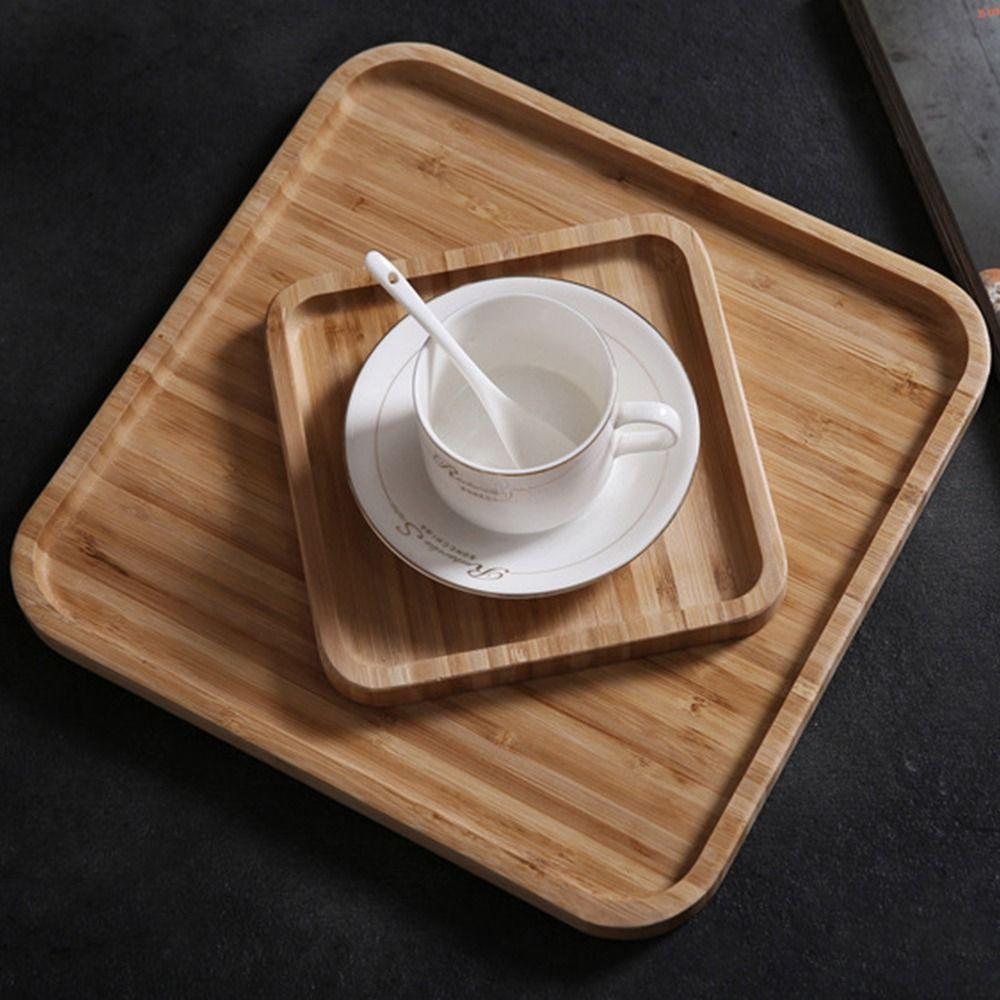 1ks Obdélníkový kulatý bambusový tác Talíře na ovocné svačinky pro držení čajového ovoce a grilovaného chleba