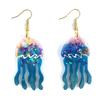 Glossy Shiny Earring Silicone Mould with Hole Jellyfish Shape Dangle Earring Epoxy Casting Mold for DIY Earrings Decor