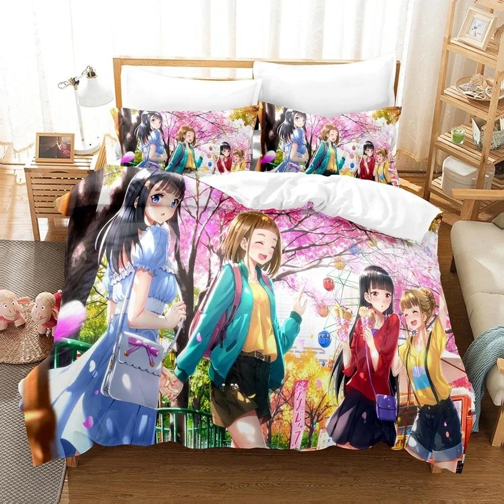 Anime A Place Further Than The Universe Bedding Set Single Twin Full Queen King Size Bed Set Adult Kid Bedroom Duvet cover Sets