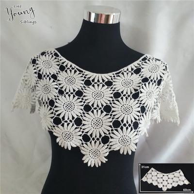 Blanc I Lait Soie Broderie Creux Col Châle Décoration DIY Avec Accessoires Vêtements Dentelle Vêtements