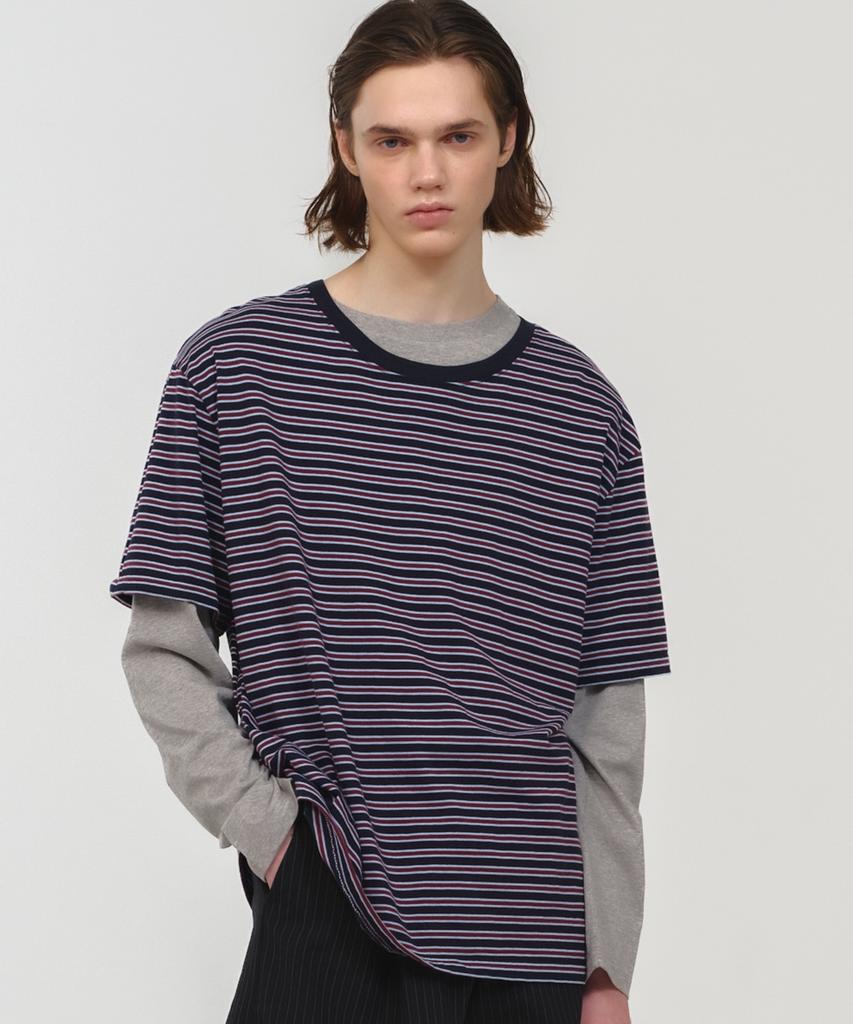 MOONSUN Mj Unisex, Stripe Oversized T-Shirt / Navy