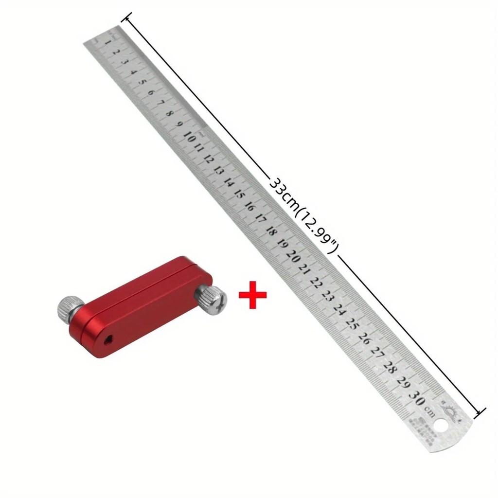 Steel Ruler Positioning Block Stop Carpentry Scriber Line Marking Gauge Ruler Woodworking Scriber Measuring Tool