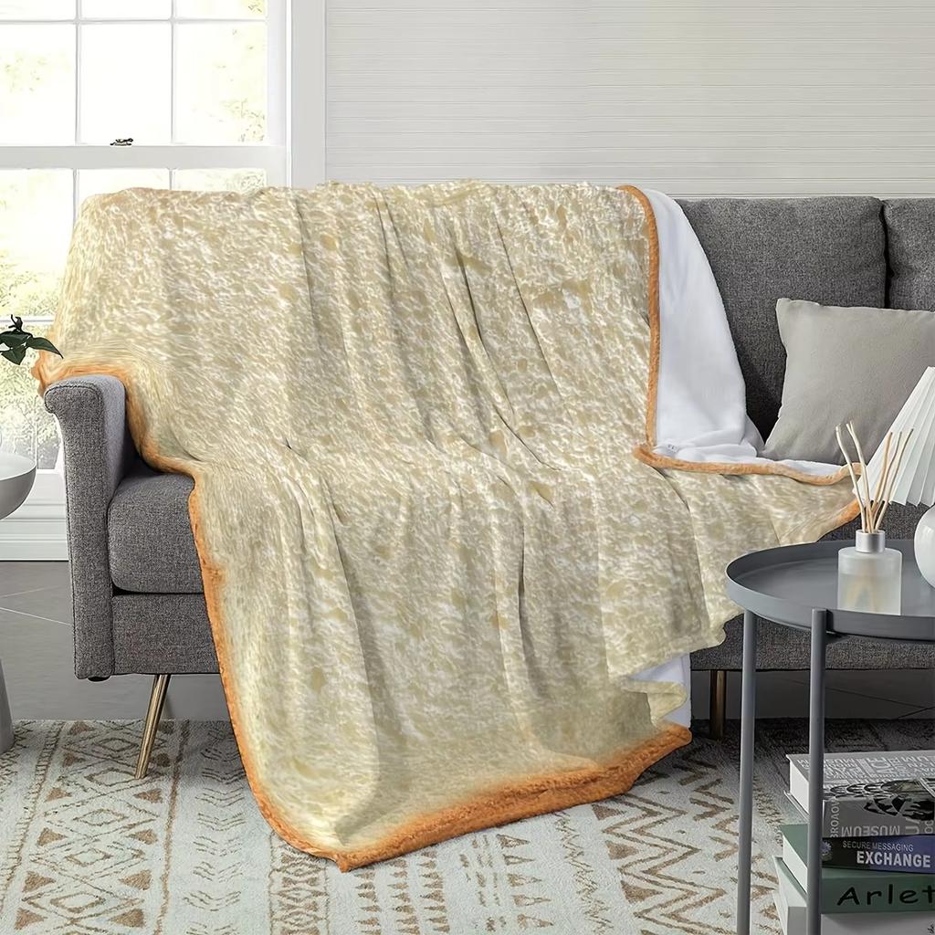 Bread Slice Print Flannel Blanket - 2D Flat Unique Design Warm Elegant Throw Blanket for Bedroom Bed Sofa