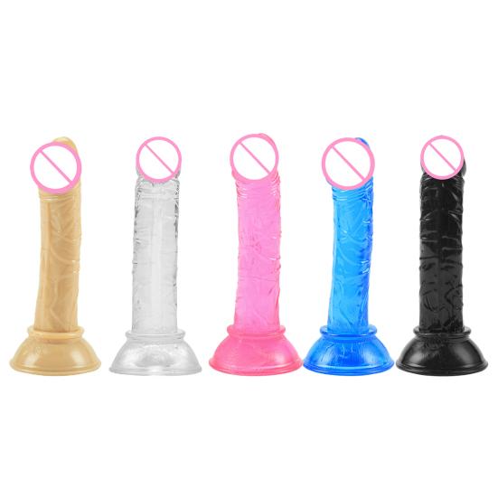 Falešný přísavka Phallus Multicolor Faux Crystal Clear Mini Manual Simulated Adult Products Bottom Sucker Female G-Spot Masturbator Dildo