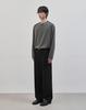WORK ON BODY OFF Rested Semi-Overfit Henley Neck Knit [Charcoal]