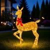 Prismatic Reindeer Figures for Christmas Acrylic Light, 2D Glowing Ornament with LED String Light-up Holiday Decorations Home Garden, Festive