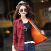 Women's Fleece-Lined Plaid Shirt, Long Sleeve, Warm, Slim Fit, Plus Size, Korean Style for Autumn and Winter.