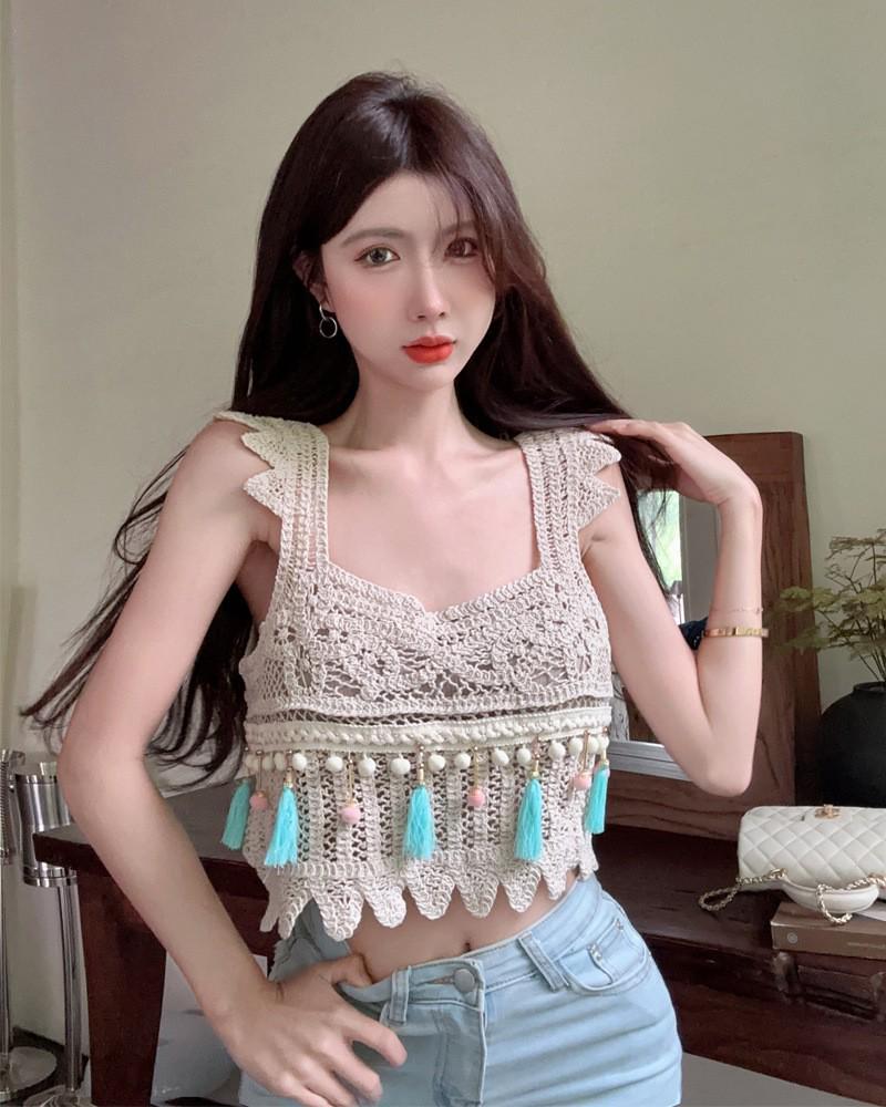 Women's Bohemian Seaside Resort Cami Top – Summer Hollow Out Hot Girl Vest