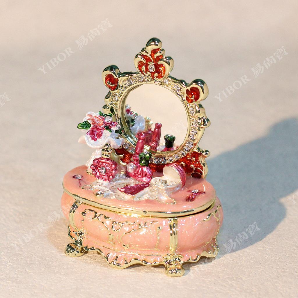 Metal Cloisonne Vanity Table Ornament, Light Luxury Home Decor Figurine, Creative Craft Gift for Dressing Table