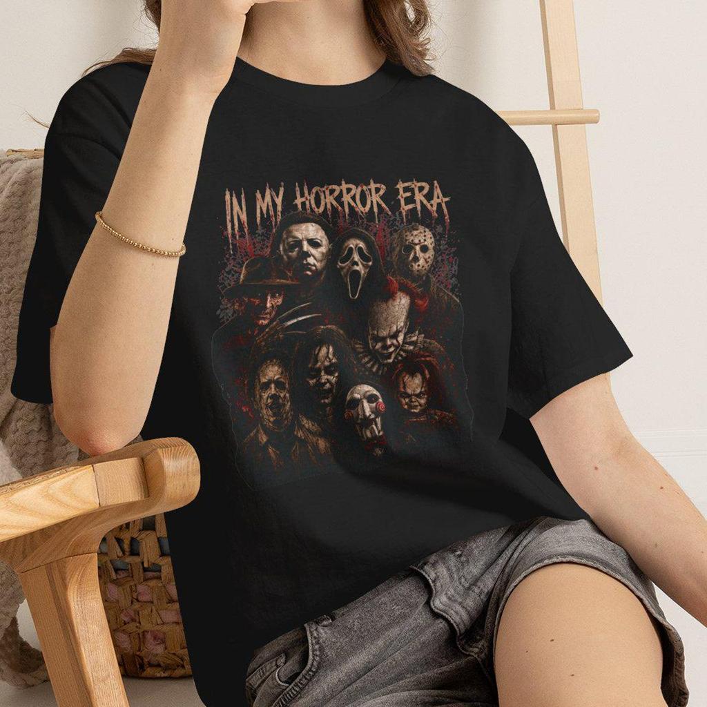 Gritty Horror Villain Collage Tee, Classic Fit Cotton Shirt (100% Cotton)